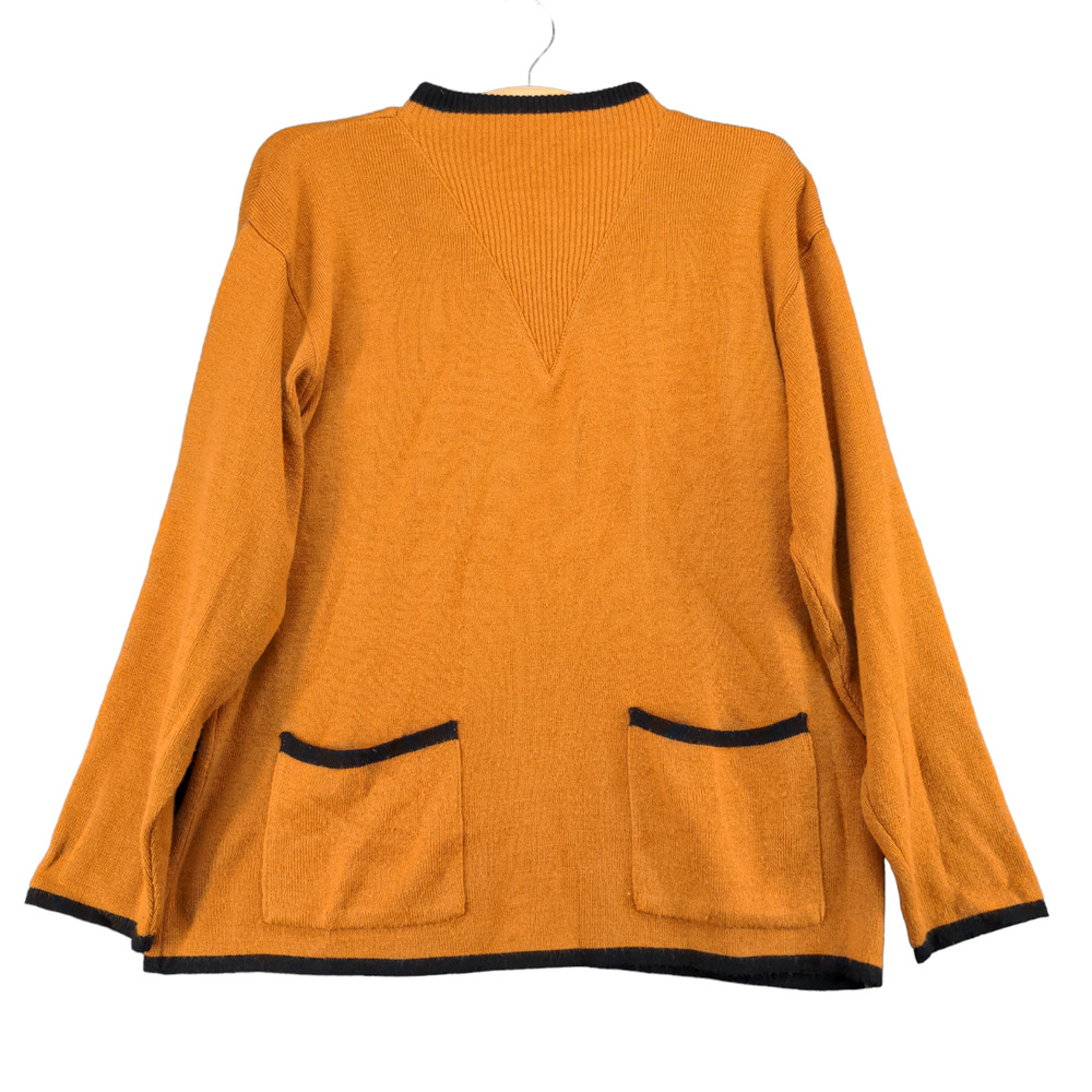 Vintage Adolfo II Pullover Sweater Mens Size M Brown Pockets Lambswool Blend